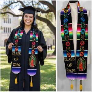 Mexican Zarape Commencement Graduation Stole Class of 2026 Our Lady of Guadalupe
